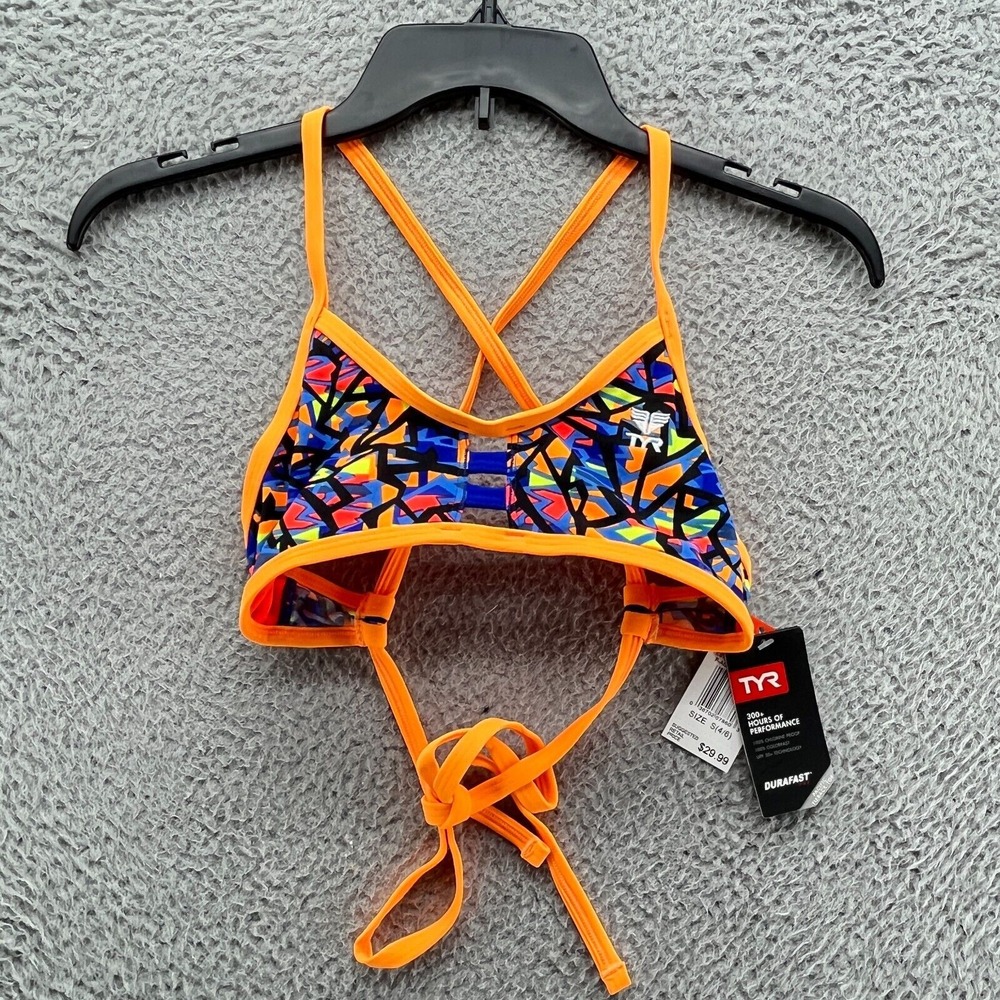 TYR Swimwear Womens S Orange 100% Polyester Durafast One Pacific Tieback New‎